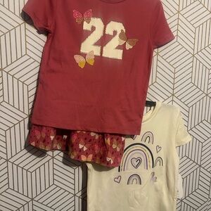 2-Piece Girls Outfit Bundle – Unicorn Rainbows & Butterfly Sets – Size 6, NEW